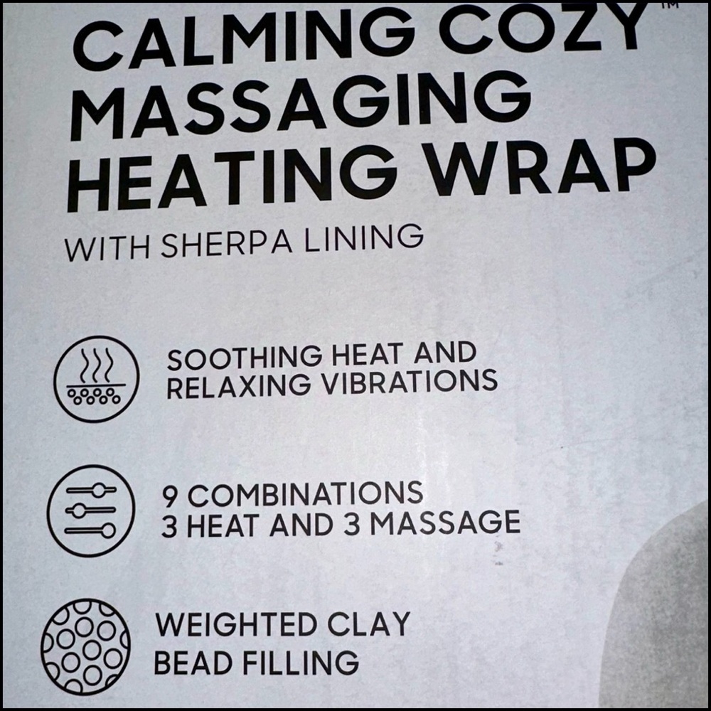 🔥♨️Sharper Image Gray Massaging Heating Wrap with Sherpa Lining - Picture 4 of 16